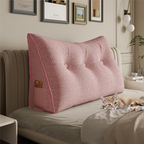 Rucener Großen Rückenkissen Dreieckigen Kissen Sofakissen HohenKopfteil Kopfkissen HohenKopfteil Rückenlehne für Bett Perfekt AlsKissen Zum Fernsehen und Lesen Gibt Es in Vielen Größe Rosa 100CM