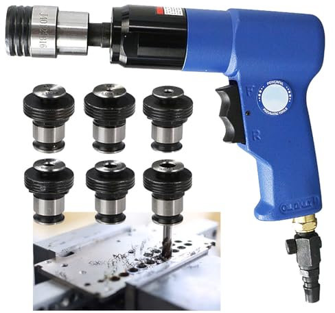 Pneumatische Gewindeschneidmaschine M3-M12 mit 6 Spannfuttern, Druckluftbohrer-Gewindeschneidwerkzeug, Mehrzweckmaschine zum Bohren/Gewindeschneiden,Einstellbare Geschwindigkeit
