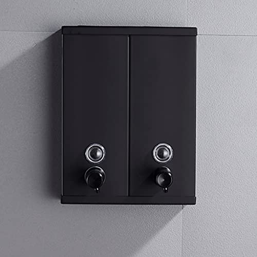 Seifenspender Seifenspender Wandmontierter Spender Manueller Duschgel-Flüssig-Shampoo-Desinfektionsmittelspender 600 ml2 (doppelt) Badezimmer (Farbe: Schwarz)
