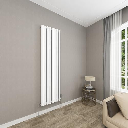 Sky bathroom | 1800x472mm - Modern White Vertical Single Panel Oval Column Radiator Central Heating Designer Radiator
