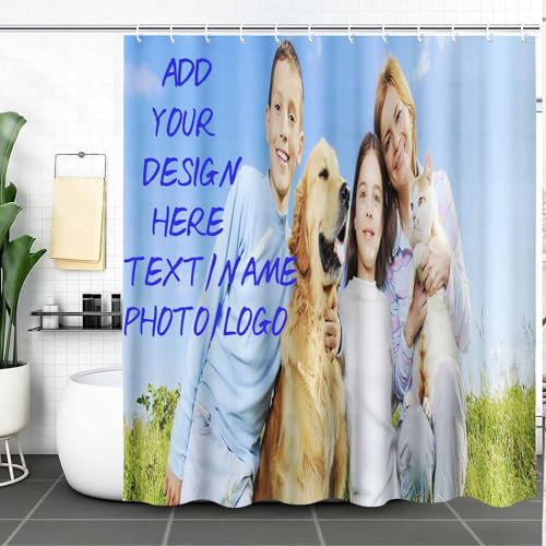 UNAGRI Personalisierter Duschvorhang, Anti Schimmel Duschvorhang Für Badewanne, Individuelles Duschvorhang Mit Foto/Text/Logo/Design,für Home Badezimmer Dekor Personalisierte Geschenk (200 x 240 cm)