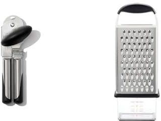 OXO Steel Tin Opener & Good Grips Box Grater,Silver/Black