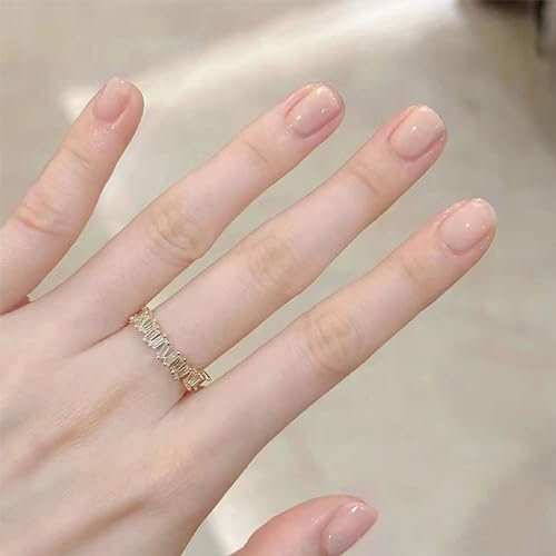 MrCuvaryas Press on Nails Kurz, Square Nägel zum Aufkleben Fake Nails Künstliche Fingernägel mit Nagelkleber, Glossy Einfarbige Kunstnägel zum Aufkleben NailTips für Frauen (Light Pink, 24pcs)