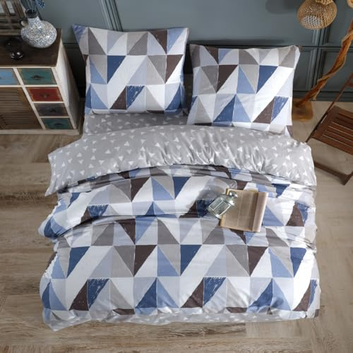 nordqueen Renforce Bettwäsche, 240x220 cm 100% Baumwolle Bettbezug aus Atmungsaktive, Angenehme Schlafkomfort,Winter Bettwäsche-Set mit Kissenbezug Bettbezug mit Reißverschlus (Lena, 240X220 cm)