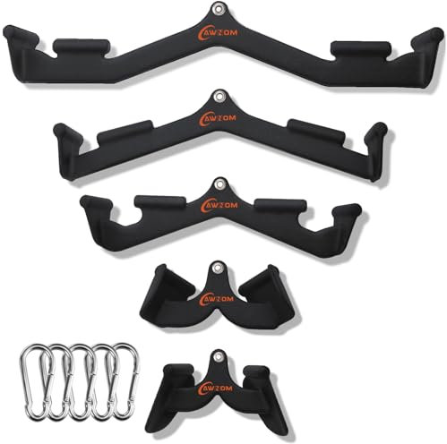 AWNOM LAT Pulldown Attachments for Cable Machines, Cable Machine Attachments for Home Gym T Bar V Bar LAT Pulldown Machines Attachments, Back Tricep Bar Strength Training Handle Grip