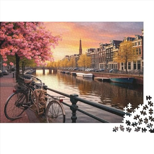MOBYAT Hölzern Puzzle, 1000 Hölzern Puzzle Teile Im Adventskalender 2023, Geschenke Für Jungen, Mädchen, Familie Und Freunde Zu Weihnachten(Fahrräder in Amsterdam)