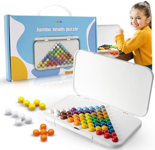 Puzzlia Jumbo Perlen Puzzle XXL - Lernspiel & Denkspiel für Kinder ab 4 Jahren & Senioren - Fördert Konzentration, Logik & Feinmotorik - Ideal als Demenz Beschäftigung für Alzheimer Patienten