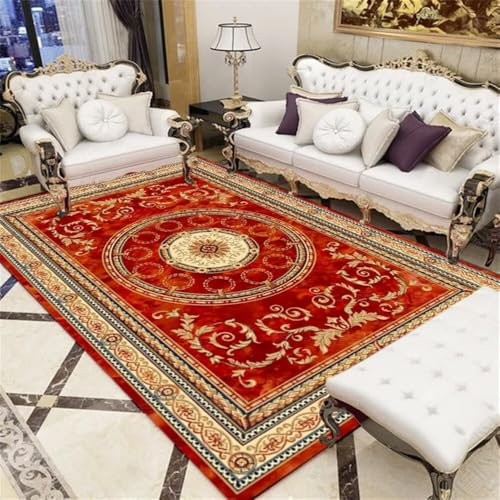 ROSURUG Teppich Landhausstil Orientalische Deko Wohnzimmerteppich Retro-Blumendesign warm Nicht-allergisch einfach zu verstauen Weihnachtsteppich(rot 180X250cm)