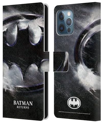 Head Case Designs Officially Licensed Batman Returns Oversized Logo Key Art Leather Wallet Case Compatible With Apple iPhone 12 Pro Max