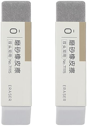 AOZUO 2pcs Ink Eraser, Frosted Sand Erasers Matte Pen Eraser Double Head Use Correction Supplies Remove Colored Pencil and Ink Markings Suitable for Office School Ballpoint Pen Fountain Pen Pencil