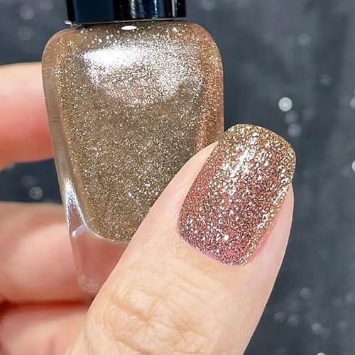Gold Glitter Nail Polish - Metallic Gold Nail Varnish, Quick Dry Formula, Long-Lasting Shine, No UV Lamp, Glitter Gel Nail Polish, Perfect for DIY Manicure & Salon Use, Chip Resistant