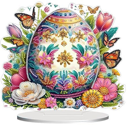 DISDADA DIY 5D Diamond Painting Ostern Aufsteller, Diamant Malerei Tischdeko Kunst Set, für AnfäNger Hausgeschenk Familie Deko Geschenk (A)