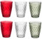 TRESV Set de 6 Vasos Colores o Transparente, Vaso de Cristal agua de 250ml, Vaso de Agua y Bebidas, Aptos para Lavavajillas (Rojo - Blanco - Verde)