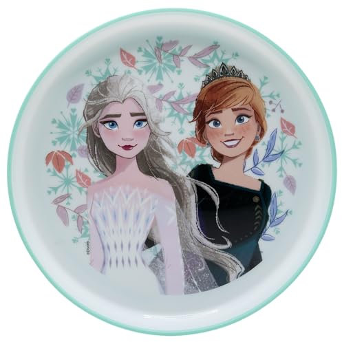 Plato infantil reutilizable bicolor con base antideslizante de Frozen