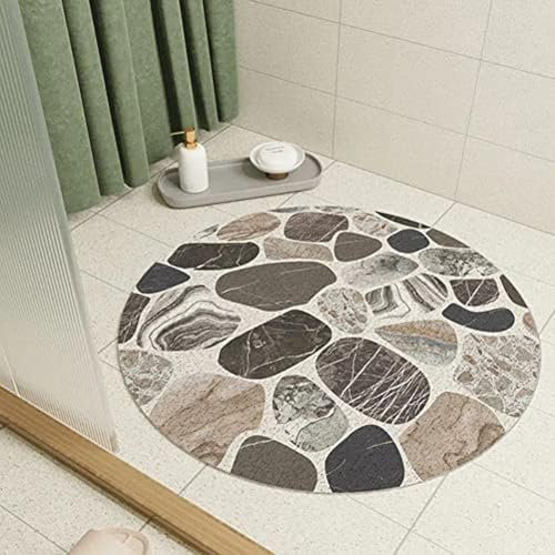 Alfombras de ducha redondas, alfombrilla de baño para ducha interior antideslizante, alfombra de baño hueca de secado rápido circular con drenaje para áreas húmedas (marrón, 50 cm)
