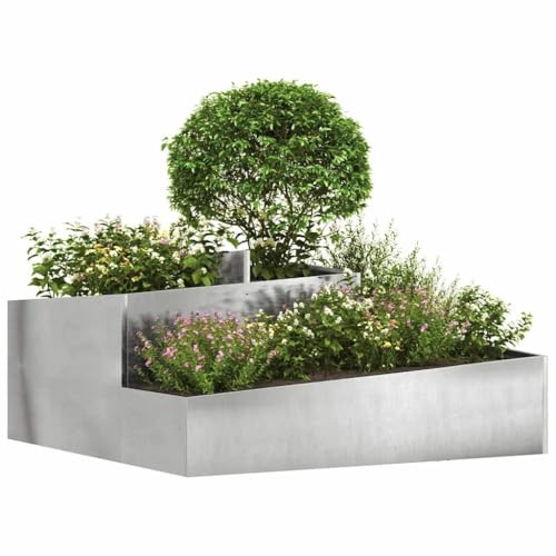 vidaXL Garten-Pflanzgefäß Silber 100 x 100 x 50 cm Edelstahl | Hergestellt aus langlebigem verzinktem Stahl, der echt lange hält, Schickes, einfaches rechteckiges Format, das super passt,
