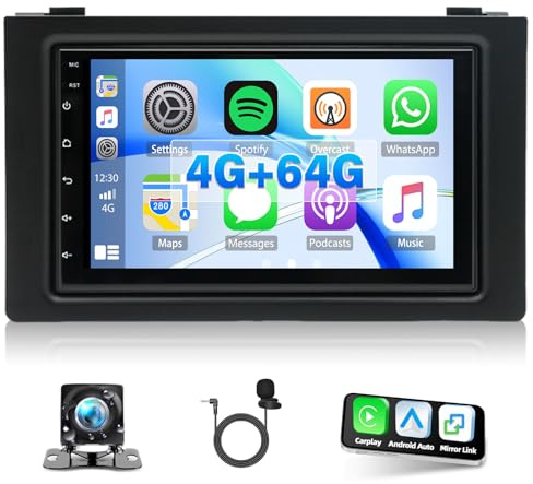 4+64G Car Stereo for Saab 9-3 93 2007-2011 with carplay Android Auto Android 14 Car Radio with 7 inch Touch Screen GPS Sat Nav Bluetooth WiFi FM Mirror Link Steering Wheel Control Backup Camera