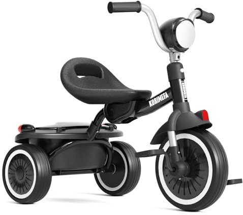 KORIMEFA Kids Tricycles for 1-3 3-5 years old, Toddler Gift Trike with Storage Basket, Boys Girls Bike with Adjustable Seat & Night Reflector, Balance Training Bicycle, Kids Toy Outdoor Indoor