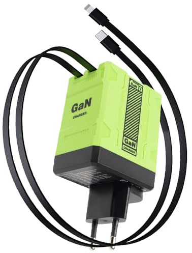 Ladegerät mit Ausziehbarem Kabel, HOVCEH 2 In 1 Schnellladegerät 120 W mit Typ-C, Typ-L Ladekabel 80cm, Alles In 1 Faltbarer Kompakt Fast Charger für Smartphones und Laptops