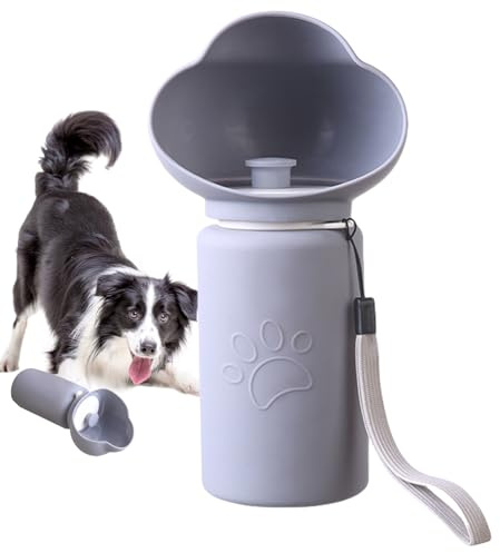 Sucritude Botella de Agua Portátil para Perros,Botella Plegable De Agua para Perros En Paseos,Dispensador a Prueba de Fugas con Cordón | para Senderismo Acampadas Parque Y Excursiones