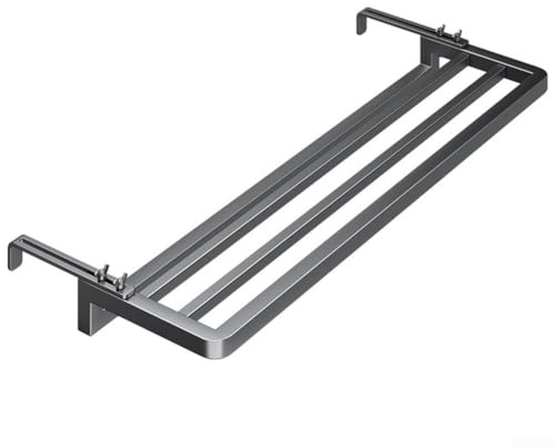 CYRENT Towel Rail Radiator Hanging Storage Black Grey Gold Carbon Steel Rust Resistant 40cm Organizer No Drilling Bathroom Laundry Room Small Space(Black)