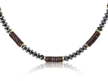 PiercingJak Herren Halskette Schwarz Hämatit Kokosnuss Perlen Kette mit Edelstahl Verlängerungskette Mode Schmuck Spirituelle Geschenke für Mann Freund Bruder Damen