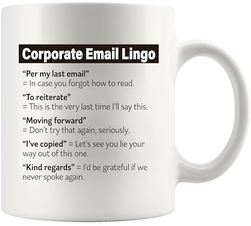 Mug Corporate Email Lingo Office Tea Cup Personalised with Your Text Ceramic Cup Cappuccino for Kitchens Restaurants Work 330Ml