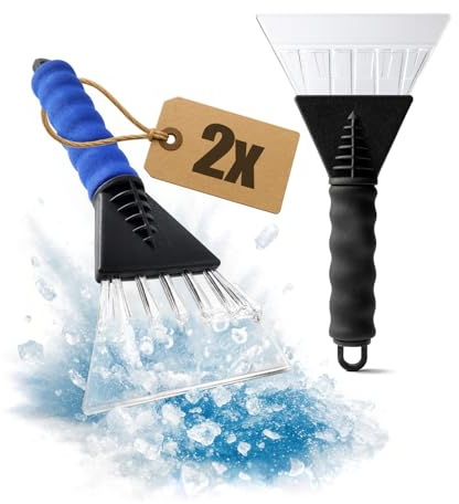 com-four® 2X Eiskratzer mit Softgriff, Stabiler Schneeschaber | ergonomischer Griff - kratzfest und handlich - Winterzubehör [Auswahl variiert]