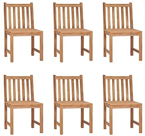 Frdhee Sedie da giardino piccole, 6 pezzi, in legno massiccio, teak, per cortili, terrazze, bordi della piscina
