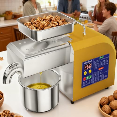 ErShangMao Home Electric Oil Press & Automatic Nut Oil Maker Machine: 1100w Pure Copper Motor For 20% More Power, 300°C High Temp, High Yield From 30+ Seeds, Nuts, And Beans TypeA