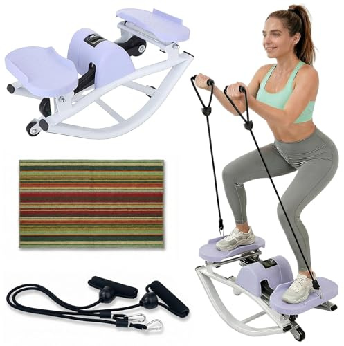 Upgraded Rock Stepper Fitness für Zuhause, Low-Impact Seitlicher Rocking Steppers Leise rutschfest mit Widerstandsbändern für EIN Ganzkörpertraining, 150KG