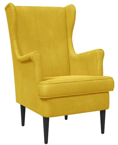 vidaXL Sessel Gelb Samt, Stylischer Sessel fürs Schlafzimmer, modernes Velours, Bequeme Sitzgelegenheit, eleganter Wohnraum-Deko