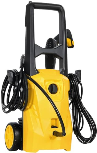 Outsunny Idropulitrice ad Alta Pressione 1600W 120 Bar 390 l/h Giallo | Con Ugello Regolabile, Kit di Pulizia, Professionale in Rame e Alluminio, per Auto Patio e Casa