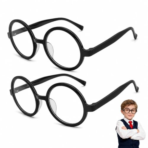 HuiLanYouSheng 2 Stück Runde Brille ohne Stärke, Brille Rund | Geeignet für Erwachsene für Karneval/Mottoparty/Verkleidung Accessoire; Lustige BrillenZauberer BrilleGläser mit Rundem.