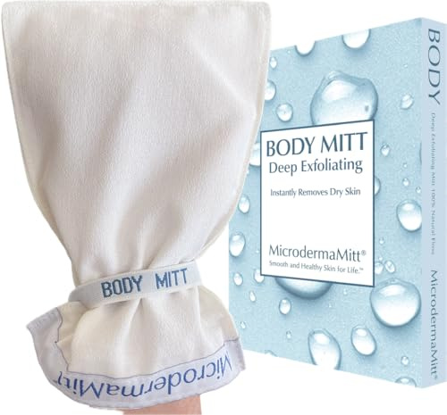 MicrodermaMitt Original Deep Exfoliating Mitt for Body - Premium Turkish Kessa Dead Skin Remover & Body Exfoliator for Keratosis Pilaris & Self-Tan Removal, Natural Skin Care Glove for Smooth Skin