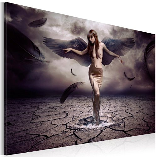 B&D XXL - Wandbilder Frau mit Engelsflügel 60x40 cm 1 tlg - Wand Deko Vlies Leinwand Bilder Groß Wanddeko Wohnzimmer Schlafzimmer Kunstdrucke - Body Körper Abstrakt 020109-12