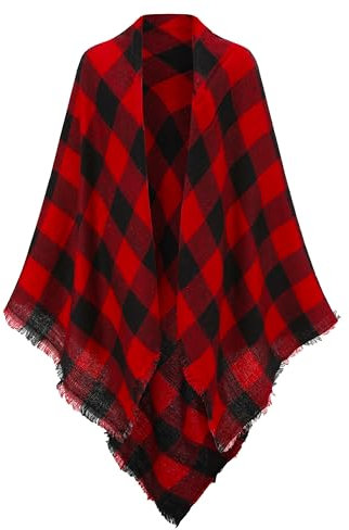 Neal LINK Women's Plaid Blanket Scarf Wrap Stripe Shawl Checked Scarves Tartan Pashmina Cape