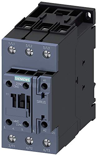 Siemens 3RT2 Schütz 230V ac-Spule, 3-polig, 400V ac / 41 A 230V ac 18.5 kW 3 Schließer Motorsteuerung 2-Hilfskontakte