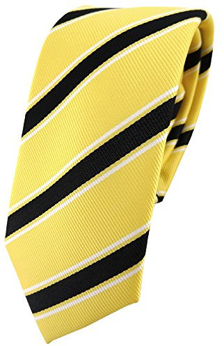 TigerTie - schmale Designer Krawatte in gelb schwarz weiß gestreift