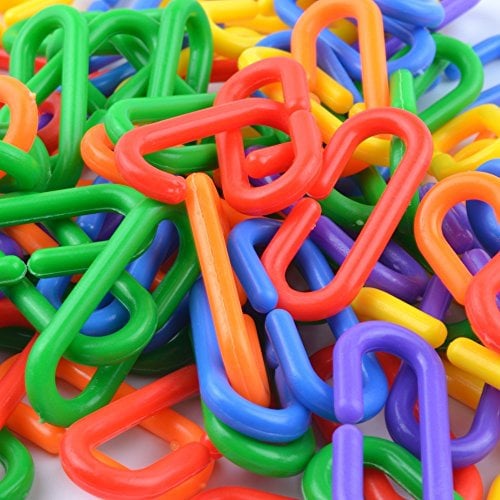 YUYUSO 100 Piece Plastic C-clips Hooks Chain Links C-links Rat Parrot Bird Toy Cage