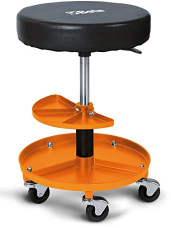 Beta Drehhocker 2250-O mit Aufbewahrungsschale und Runder Sitzfläche - Werkstatthocker mit Rollen und Verstellbarer Höhe