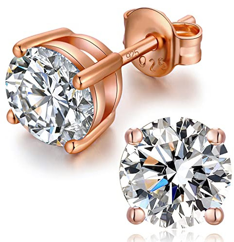 Boucle d'oreille en or rose pour femmes filles Boucle d'oreille diamant en or rose Clous d'oreilles fille rosa Boucle d'oreille femme or rose 7mm