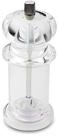 Combination Pepper Mill and Salt Shaker 2-in-1, Durable Non-Corrosive Ceramic Gears, 14.5cm - Clear Acrylic