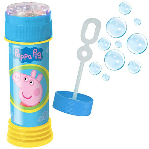 HTI Peppa Pig 2-in-1 50 ml Luftpolsterlösung mit Seifenblasenstab & Labyrinth | Lustige Luftpolsterflüssigkeit Ausgezeichnete Partytütenfüller Ideal für Kinder & Erwachsene – 1 Packung