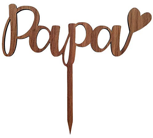 Cake Topper aus Walnuss Holz: Papa - Tortendekoration Vatertag/Geburtstag Kuchen