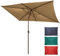 Ogrmar Parasol rectangulaire de 2 x 3 m avec manivelle et bouton poussoir inclinable pour terrasse, cour, piscine, pelouse (tan)