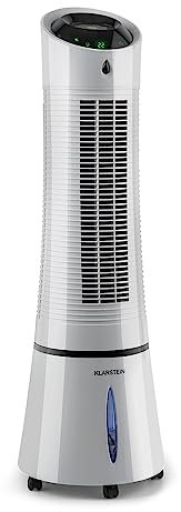 Klarstein Rafraichisseur d'Air Mobilepar Evaporation avec Humidificateur 5 en 1, Ventilateur, Ioniseur, Climatiseur Mobile Sans Évacuation, Mode Nuit, 45W, Débit d'Air de 180m³/h