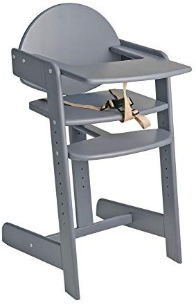Safetots Grow with Me Wooden High Chair, Grey, Highchair for Baby and Toddler, converts to a Childs Chair, Stylish and Practical