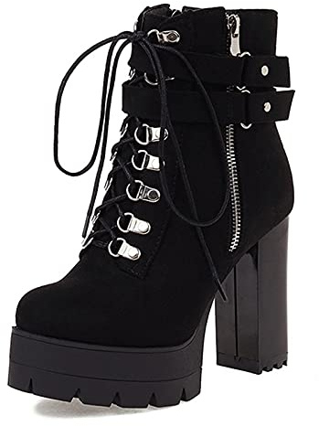 Cocey Damen Stiefeletten mit Absatz Nieten Plateau Ankle Boots