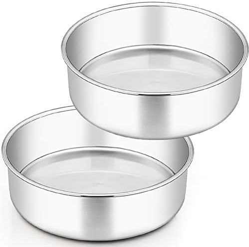 Homikit Rund Backform, 24cm Edelstahl Kuchenform 2er Set, 7cm Tief Hochwertig Kuchenbackform, Ungiftig & Rostfrei, Spiegelpoliert & Spülmaschinenfest